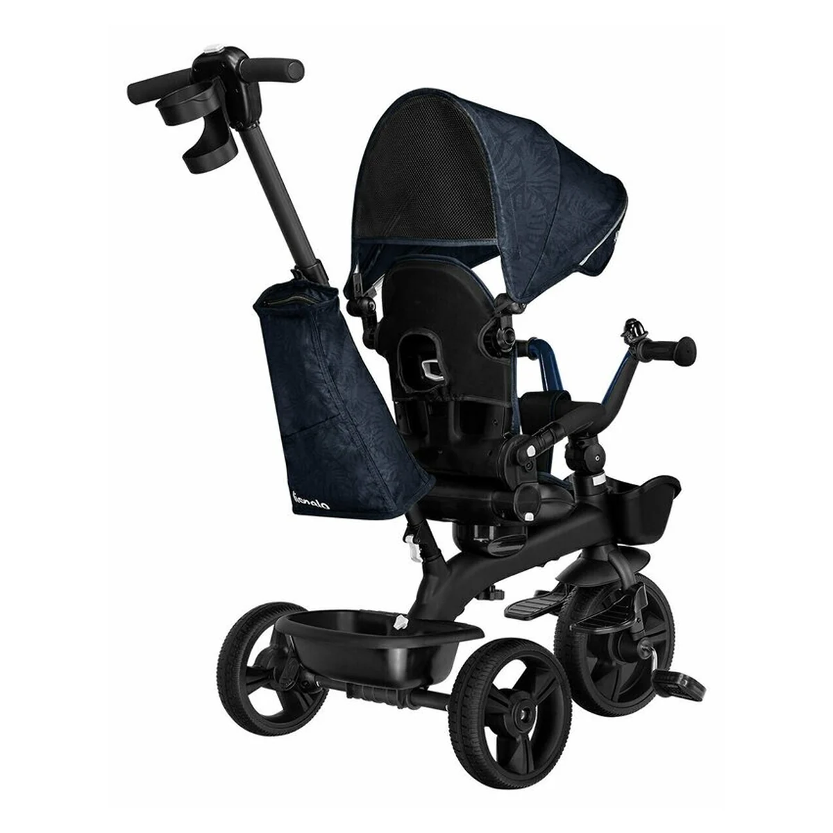 Lionelo - Tricicleta Kori, Cu suport de picioare, Control al directiei, Scaun reversibil, Rotire 360 grade, Pliabila, Conform cu standardul european de securitate EN71, Blue Navy [9]