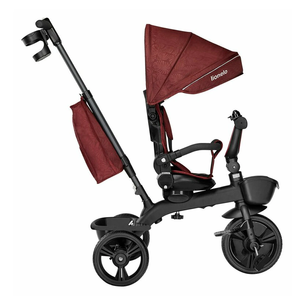 Lionelo - Tricicleta Kori, Cu suport de picioare, Control al directiei, Scaun reversibil, Rotire 360 grade, Pliabila, Conform cu standardul europeane de securitate EN71, Red Burgundy [11]