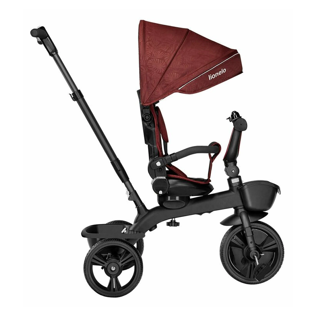 Lionelo - Tricicleta Kori, Cu suport de picioare, Control al directiei, Scaun reversibil, Rotire 360 grade, Pliabila, Conform cu standardul europeane de securitate EN71, Red Burgundy [15]