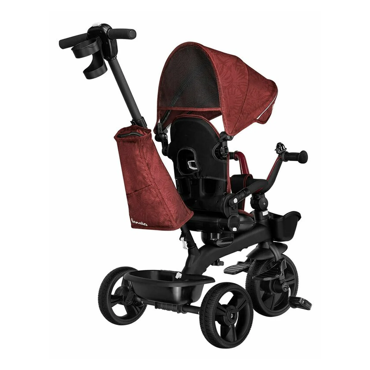 Lionelo - Tricicleta Kori, Cu suport de picioare, Control al directiei, Scaun reversibil, Rotire 360 grade, Pliabila, Conform cu standardul europeane de securitate EN71, Red Burgundy [12]