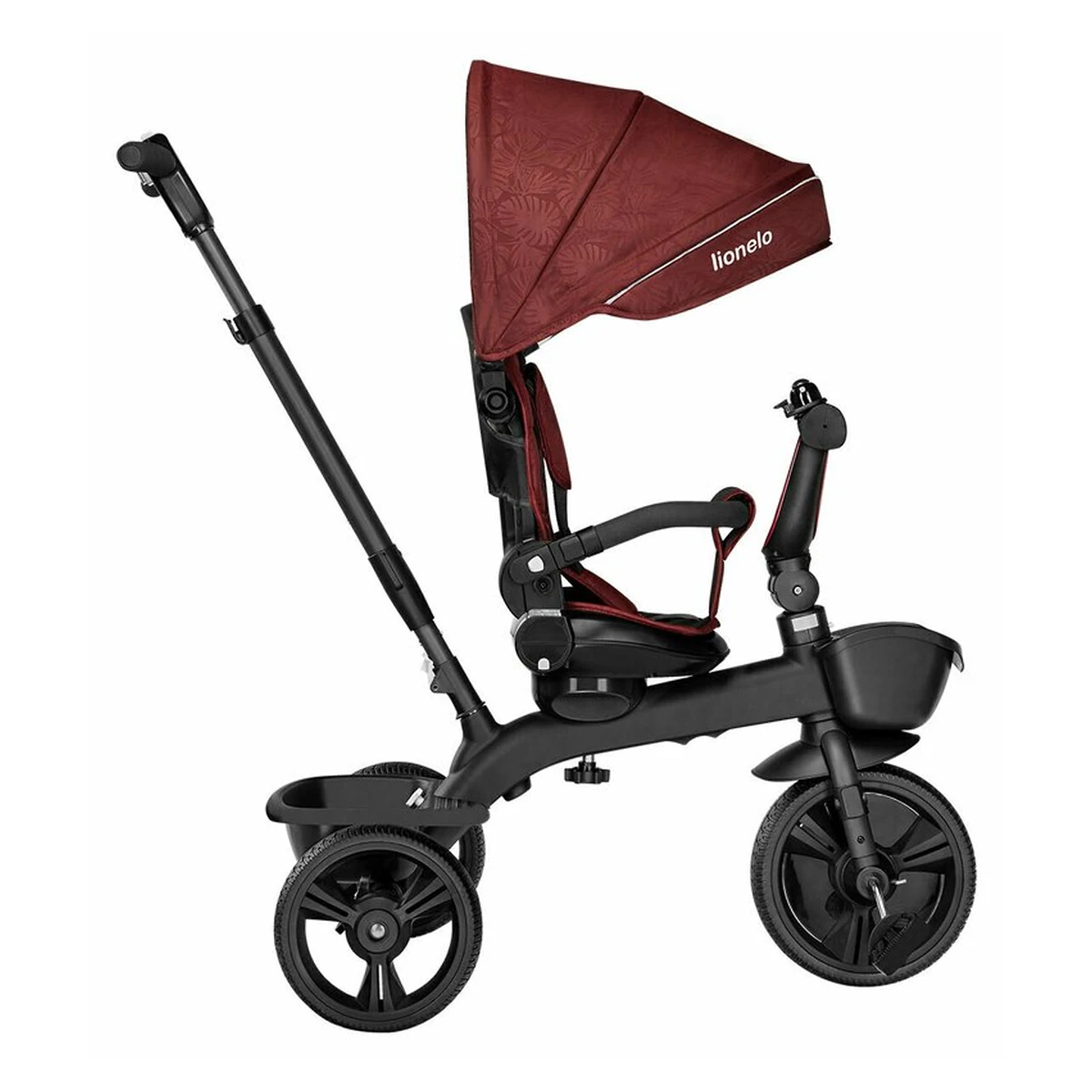 Lionelo - Tricicleta Kori, Cu suport de picioare, Control al directiei, Scaun reversibil, Rotire 360 grade, Pliabila, Conform cu standardul europeane de securitate EN71, Red Burgundy [16]