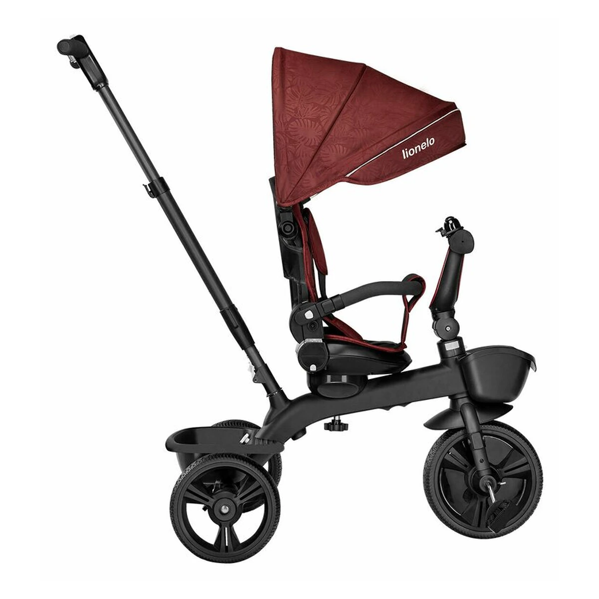 Lionelo - Tricicleta Kori, Cu suport de picioare, Control al directiei, Scaun reversibil, Rotire 360 grade, Pliabila, Conform cu standardul europeane de securitate EN71, Red Burgundy [14]
