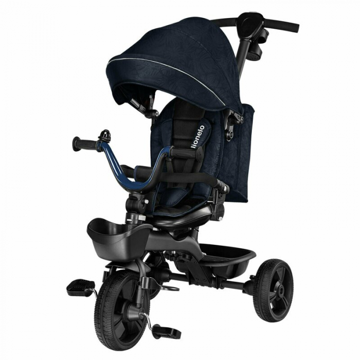 Lionelo - Tricicleta Kori, Cu suport de picioare, Control al directiei, Scaun reversibil, Rotire 360 grade, Pliabila, Conform cu standardul european de securitate EN71, Blue Navy [2]