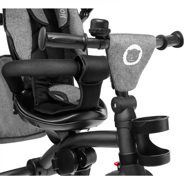 Lionelo - Tricicleta Tris, Mecanism de pedalare libera, Suport picioare, Control al directiei, Scaun reversibil, Rotire 360 grade, Pliabila, Conform cu standardul europeane de securitate EN71, Gri [17]