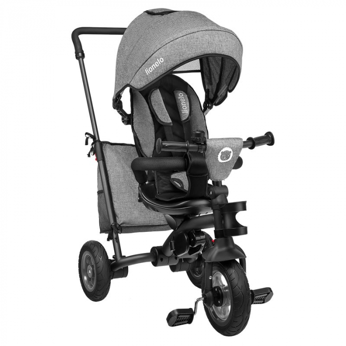 Lionelo - Tricicleta Tris, Mecanism de pedalare libera, Suport picioare, Control al directiei, Scaun reversibil, Rotire 360 grade, Pliabila, Conform cu standardul europeane de securitate EN71, Gri [3]