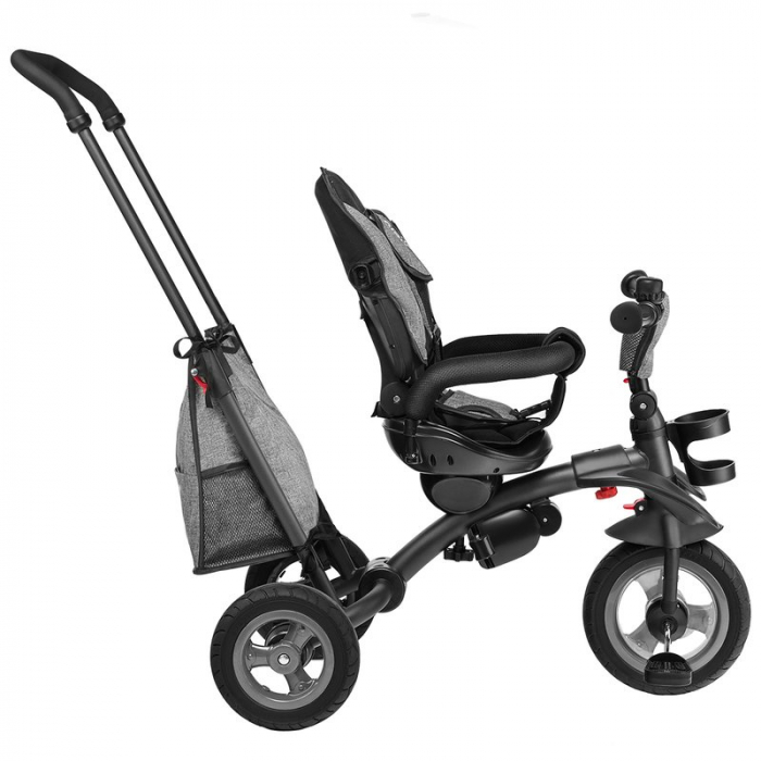 Lionelo - Tricicleta Tris, Mecanism de pedalare libera, Suport picioare, Control al directiei, Scaun reversibil, Rotire 360 grade, Pliabila, Conform cu standardul europeane de securitate EN71, Gri [8]