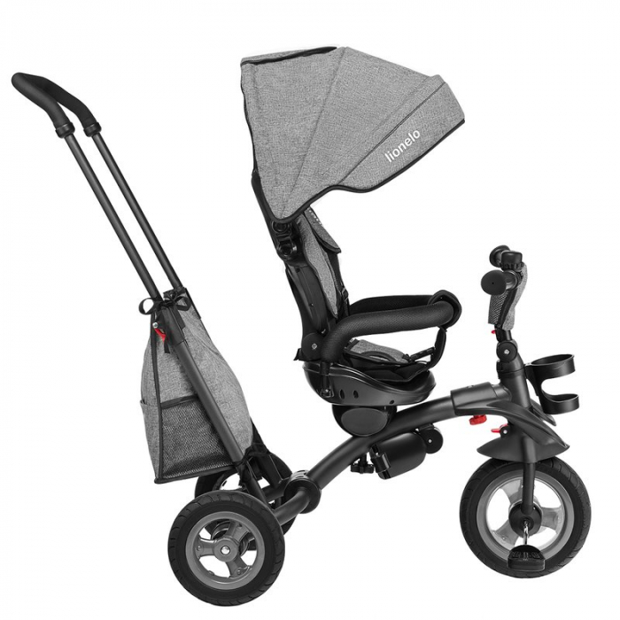Lionelo - Tricicleta Tris, Mecanism de pedalare libera, Suport picioare, Control al directiei, Scaun reversibil, Rotire 360 grade, Pliabila, Conform cu standardul europeane de securitate EN71, Gri [10]