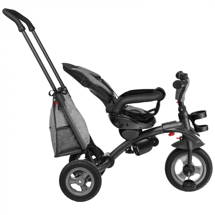 Lionelo - Tricicleta Tris, Mecanism de pedalare libera, Suport picioare, Control al directiei, Scaun reversibil, Rotire 360 grade, Pliabila, Conform cu standardul europeane de securitate EN71, Gri [9]
