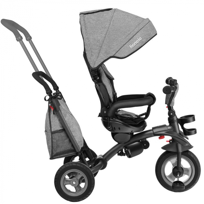 Lionelo - Tricicleta Tris, Mecanism de pedalare libera, Suport picioare, Control al directiei, Scaun reversibil, Rotire 360 grade, Pliabila, Conform cu standardul europeane de securitate EN71, Gri [5]