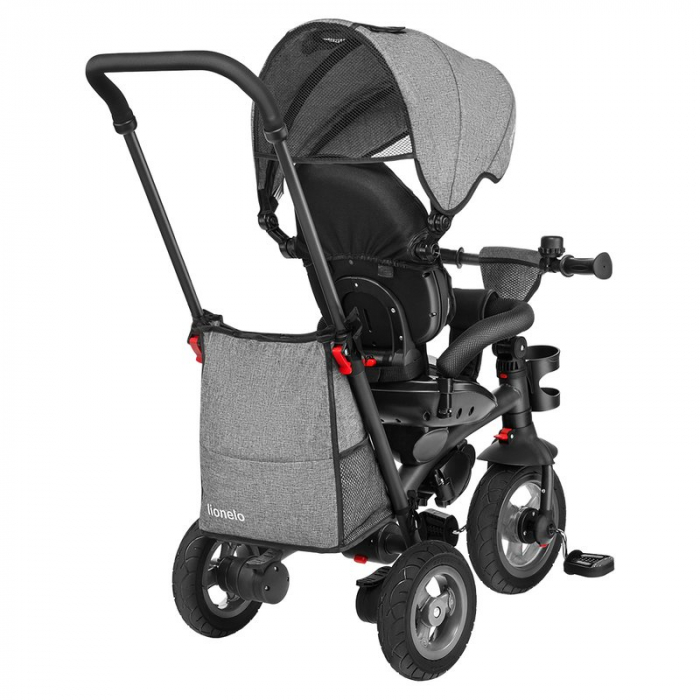 Lionelo - Tricicleta Tris, Mecanism de pedalare libera, Suport picioare, Control al directiei, Scaun reversibil, Rotire 360 grade, Pliabila, Conform cu standardul europeane de securitate EN71, Gri [11]