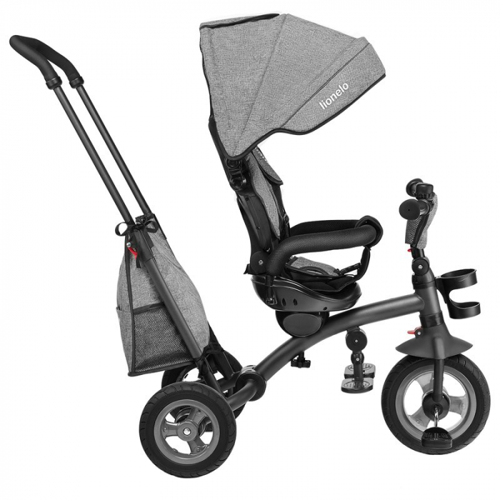 Lionelo - Tricicleta Tris, Mecanism de pedalare libera, Suport picioare, Control al directiei, Scaun reversibil, Rotire 360 grade, Pliabila, Conform cu standardul europeane de securitate EN71, Gri [7]