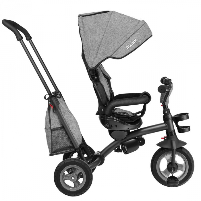 Lionelo - Tricicleta Tris, Mecanism de pedalare libera, Suport picioare, Control al directiei, Scaun reversibil, Rotire 360 grade, Pliabila, Conform cu standardul europeane de securitate EN71, Gri [6]