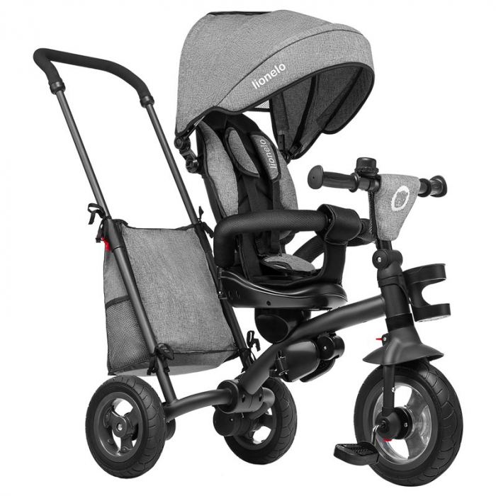 Lionelo - Tricicleta Tris, Mecanism de pedalare libera, Suport picioare, Control al directiei, Scaun reversibil, Rotire 360 grade, Pliabila, Conform cu standardul europeane de securitate EN71, Gri [4]