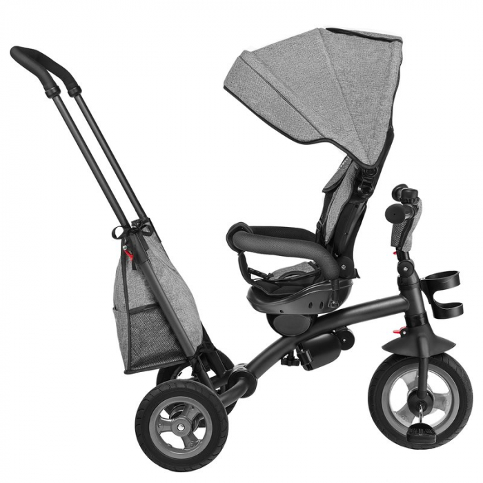 Lionelo - Tricicleta Tris, Mecanism de pedalare libera, Suport picioare, Control al directiei, Scaun reversibil, Rotire 360 grade, Pliabila, Conform cu standardul europeane de securitate EN71, Gri [2]