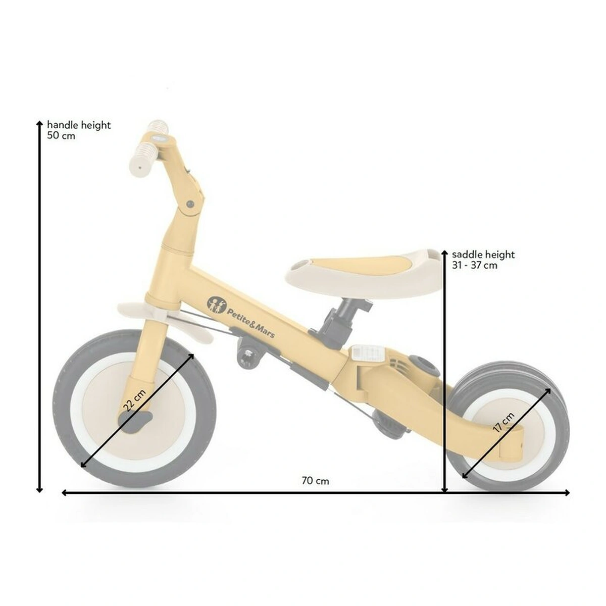 Tricicleta, Petite&Mars, Turbo, 5 in 1, Multifunctionala, Vehicul de impins, Bicicleta cu/fara pedale, Cu maner de ghidaj, Detasabil, Roti din cauciuc, Pana la 25 kg, 1.5-5 ani, Ocean Blue [16]