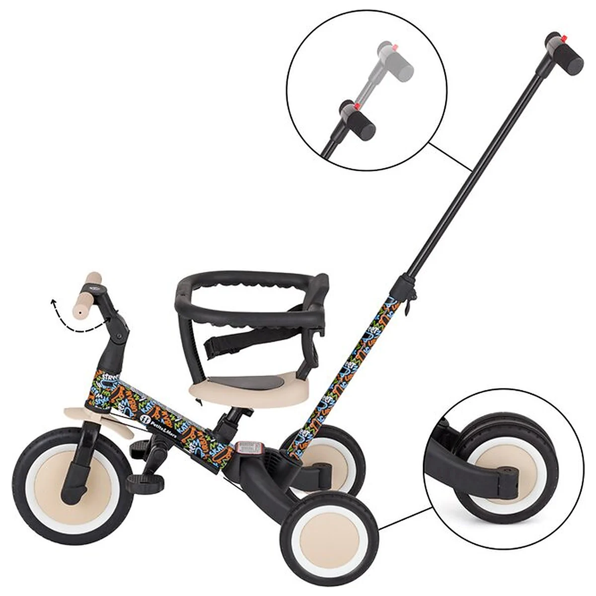 Tricicleta, Petite&Mars, Turbo, Editie limitata, 5 in 1, Multifunctionala, Vehicul de impins, Bicicleta cu/fara pedale, [10]