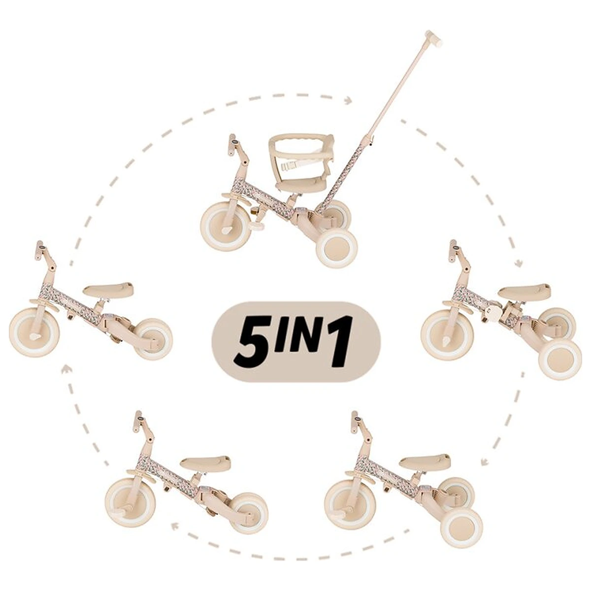 Tricicleta, Petite&Mars, Turbo, Editie limitata, 5 in 1, Multifunctionala, Vehicul de impins, Bicicleta cu/fara pedale, [3]