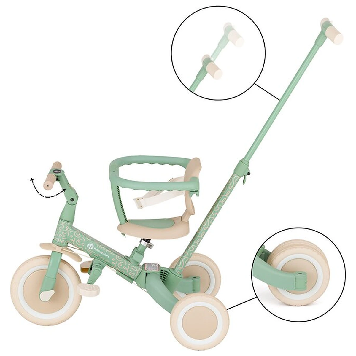 Tricicleta, Petite&Mars, Turbo, Editie limitata, 5 in 1, Multifunctionala, Vehicul de impins, Bicicleta cu/fara pedale, [12]