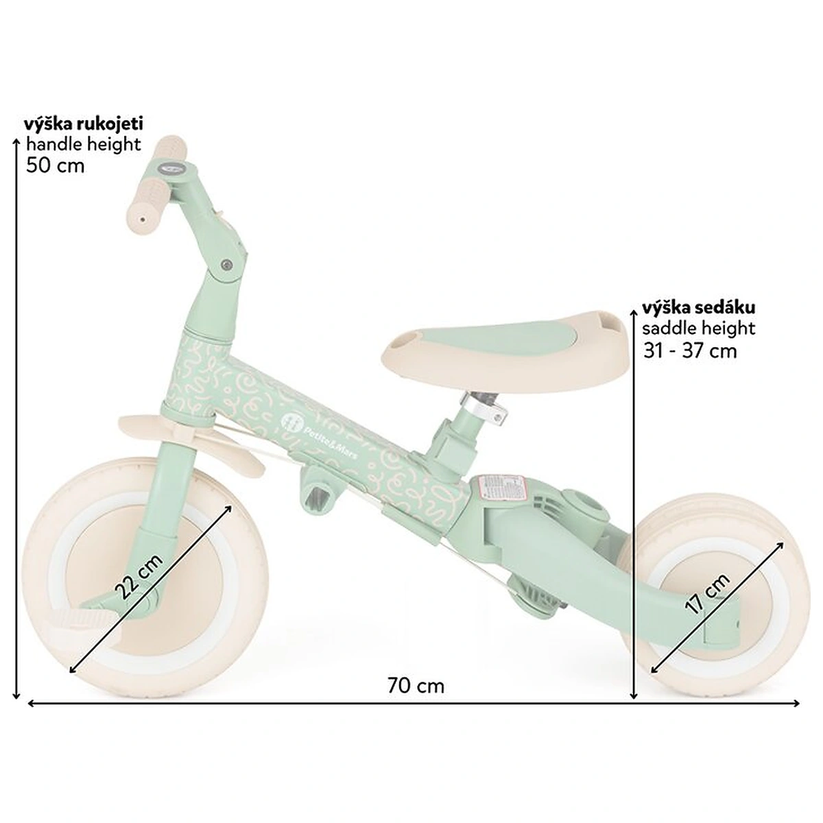Tricicleta, Petite&Mars, Turbo, Editie limitata, 5 in 1, Multifunctionala, Vehicul de impins, Bicicleta cu/fara pedale, [13]