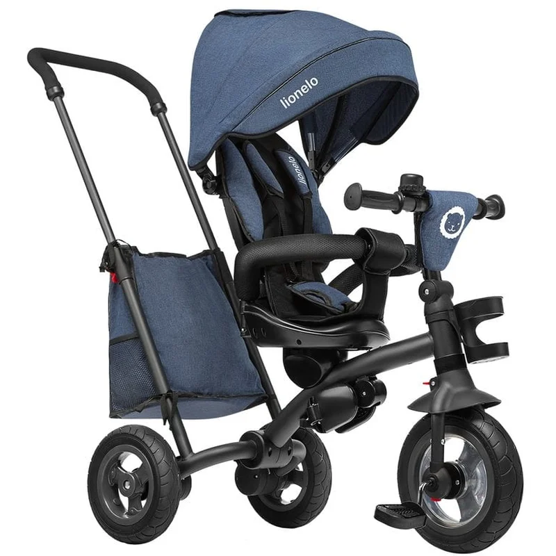 Lionelo - Tricicleta Tris, Mecanism de pedalare libera, Suport picioare, Control al directiei, Scaun reversibil, Rotire 360 grade, Pliabila, Conform cu standardul europeane de securitate EN71, Albastr [2]