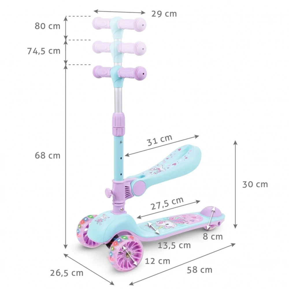 Trotineta 2 in 1 cu sezut Kidwell Rimba - Unicorn [5]