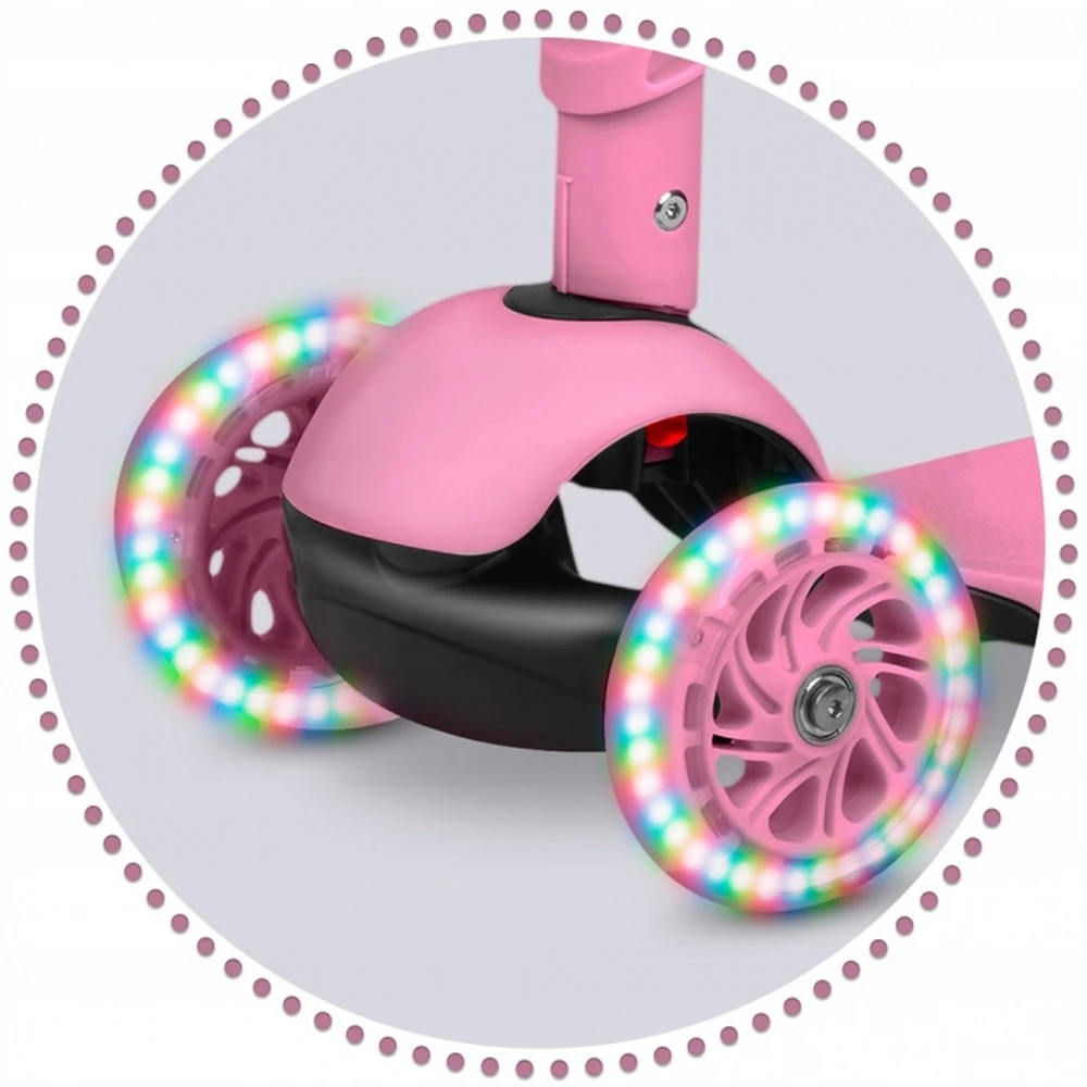 Trotineta 3 in 1 copii Ricokids Todi – Roz, roti LED  Meta descriere: [7]