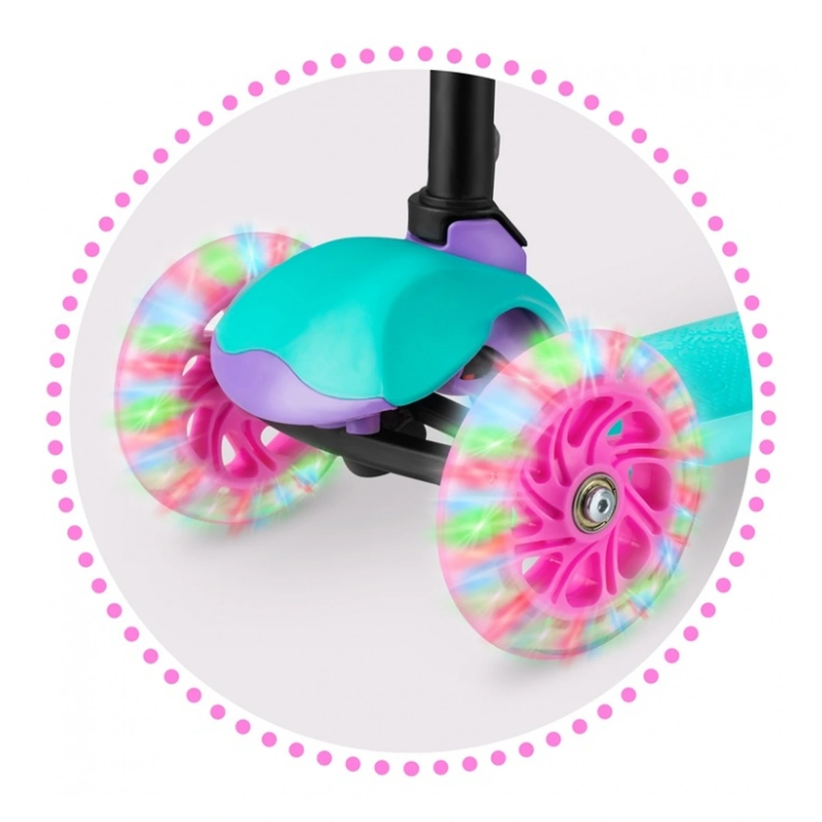 Trotineta copii Ricokids Loco – Turcoaz cu roz, roti LED [2]