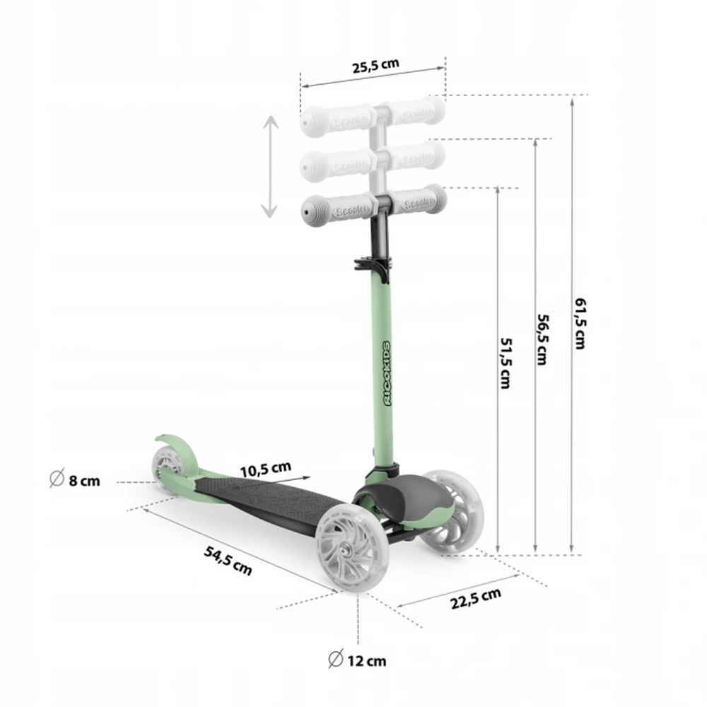 Trotineta cu roti cu LED Ricokids Loco - Verde cu negru [7]