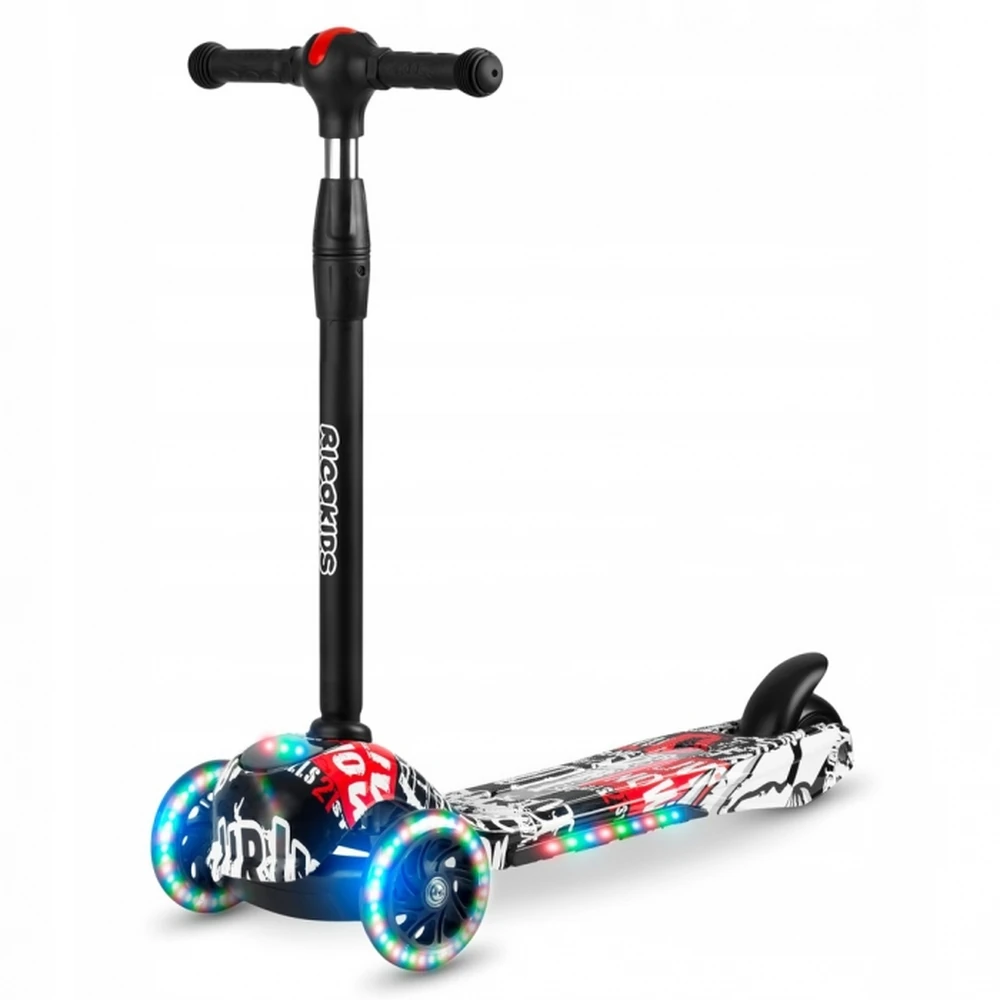 Trotineta Cu Roti Cu Led Ricokids Piko Negru - Alb - Rosu [1]