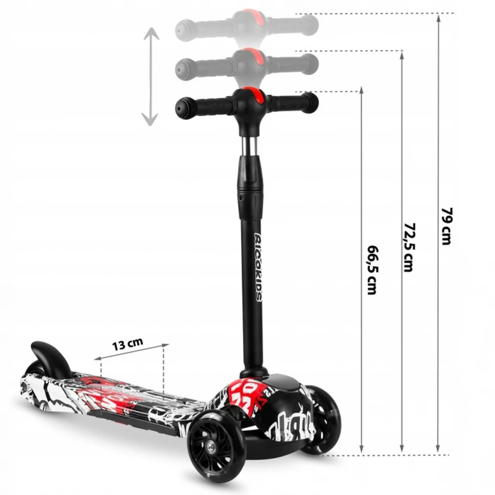 Trotineta Cu Roti Cu Led Ricokids Piko Negru - Alb - Rosu [6]