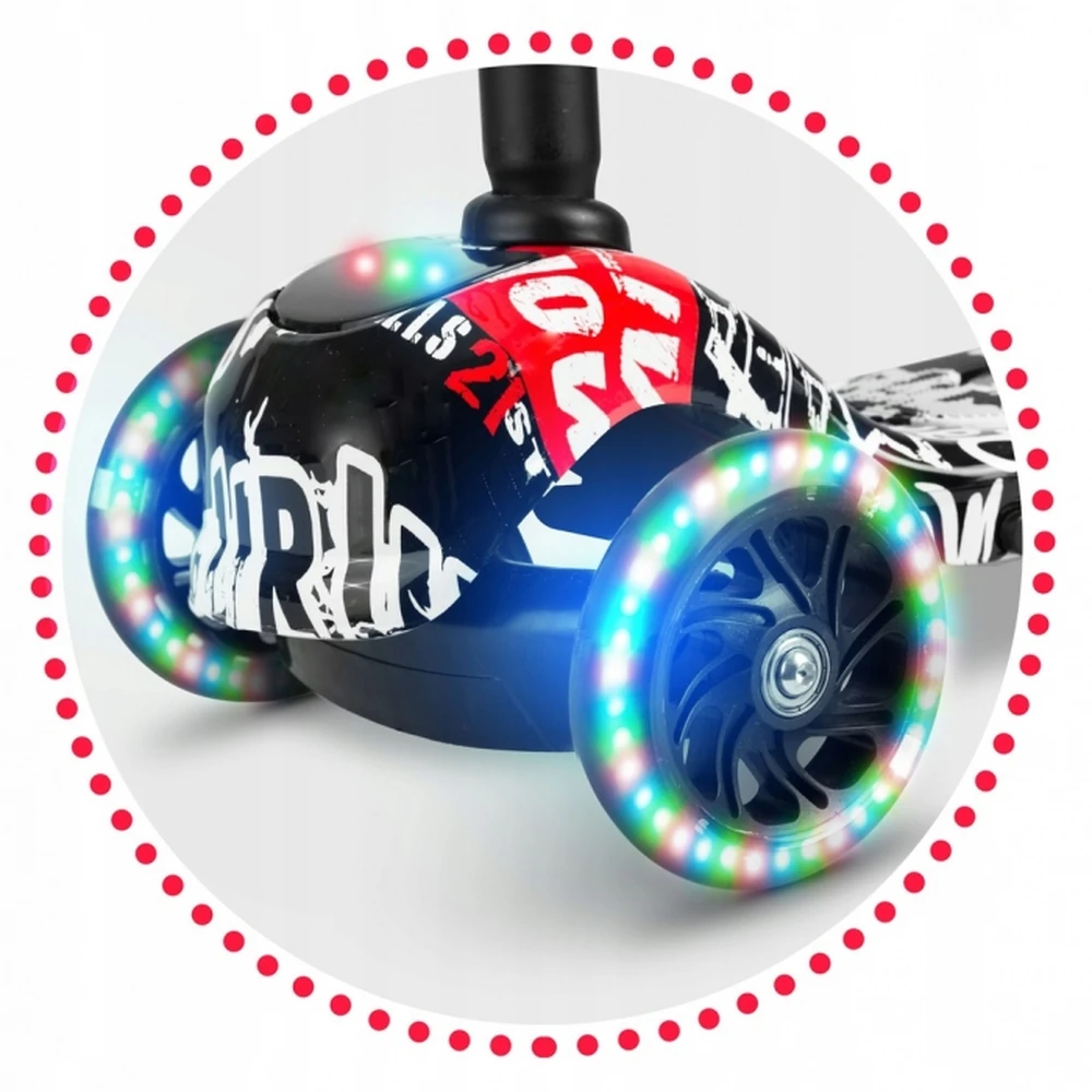 Trotineta Cu Roti Cu Led Ricokids Piko Negru - Alb - Rosu [2]