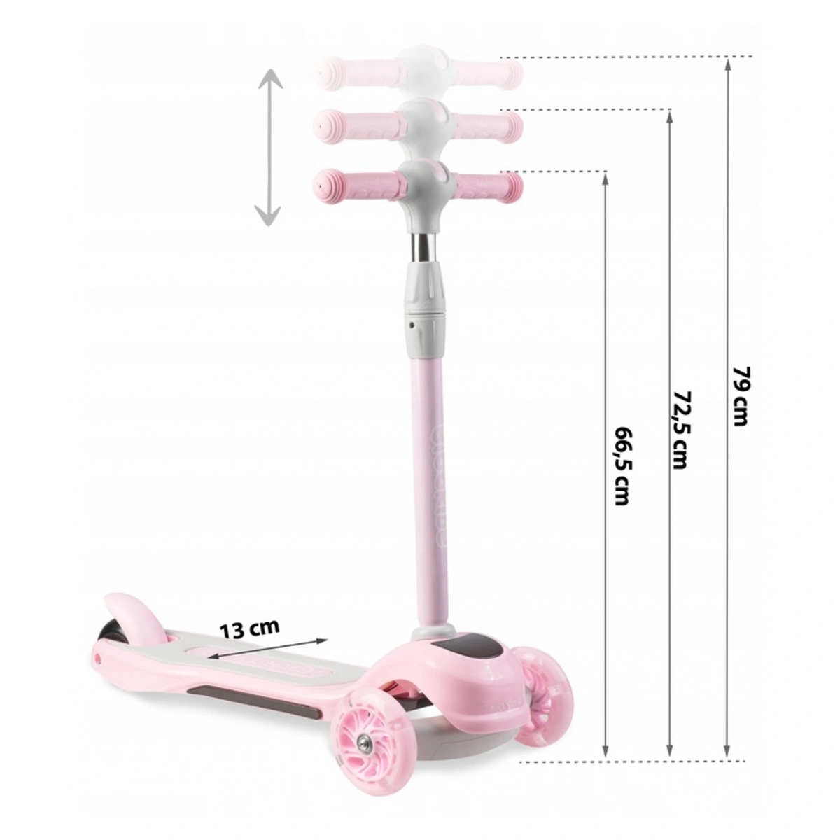 Trotineta copii Ricokids Piko – Roz, roti LED, ghidon reglabil [6]