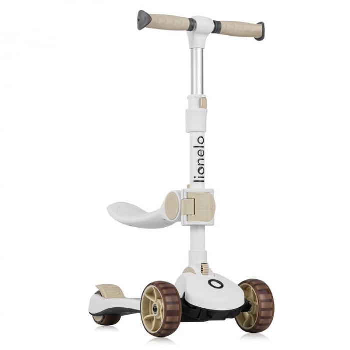 Trotineta, Lionelo, Franky, Pliabila, Pana la 50 kg, Sezut detasabil, Roti cu LED, 12 luni+, Beige [15]
