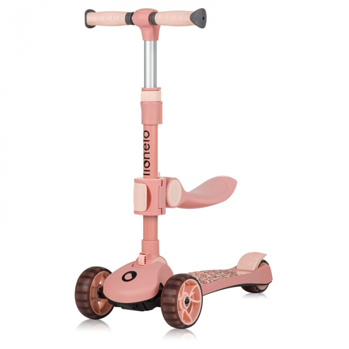 Trotineta, Lionelo, Franky, Pliabila, Pana la 50 kg, Sezut detasabil, Roti cu LED, 12 luni+, Pink Rose [2]