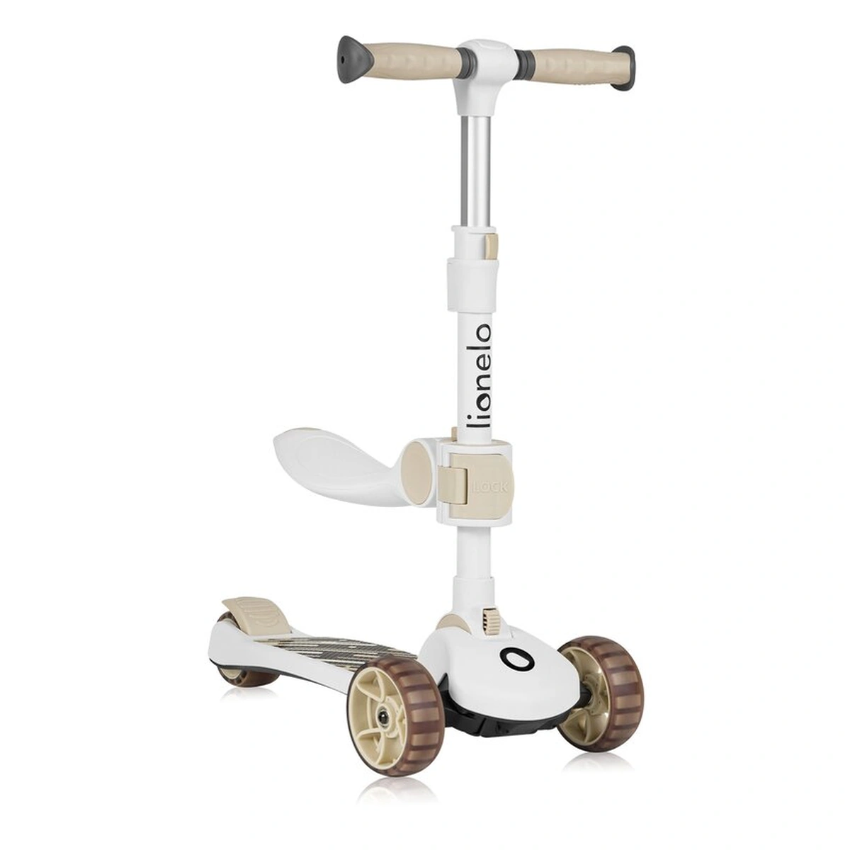 Trotineta, Lionelo, Franky, Pliabila, Pana la 50 kg, Sezut detasabil, Roti cu LED, 12 luni+, Beige [7]