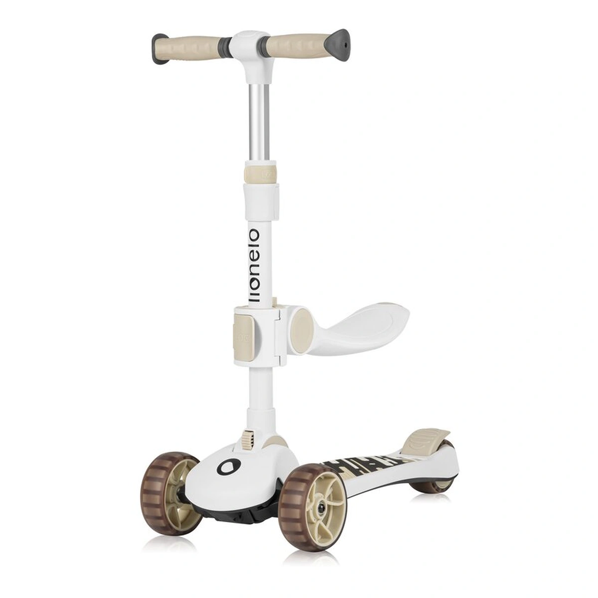 Trotineta, Lionelo, Franky, Pliabila, Pana la 50 kg, Sezut detasabil, Roti cu LED, 12 luni+, Beige [3]
