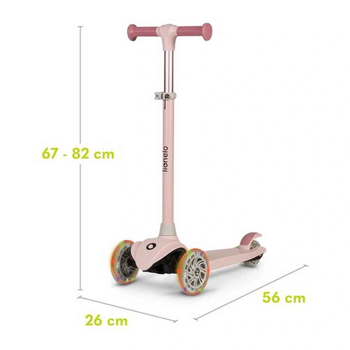 Trotineta, Lionelo, Jessy, Pana la 50 Kg, lumini LED, 3 ani+, Roz [18]