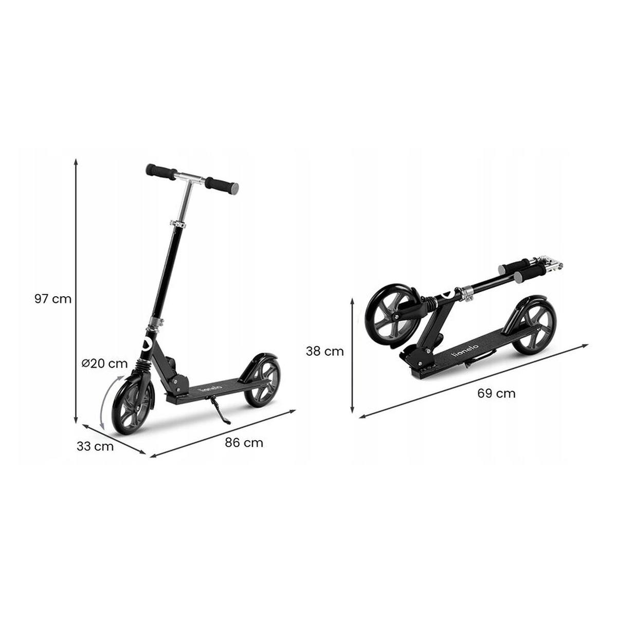 Trotineta, Lionelo, Luca, Copii/Adulti, Ultrapliabila, Pana la 100 Kg, Negru [16]