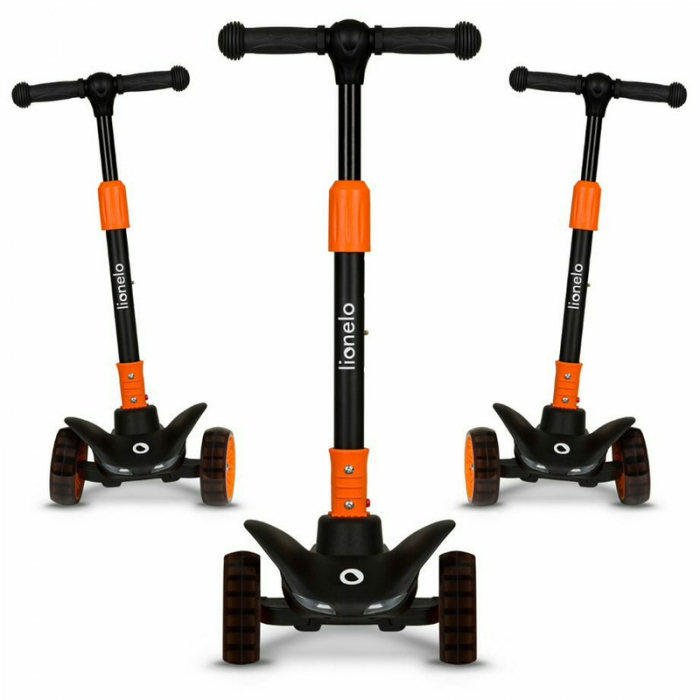 Trotineta, Lionelo, Timy, Copii, Ultrapliabila, Pana la 50 Kg, Lumini LED, 3 ani+, Portocaliu/Negru [16]