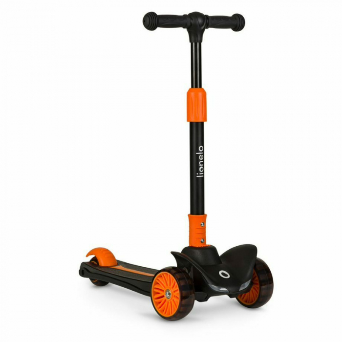Trotineta, Lionelo, Timy, Copii, Ultrapliabila, Pana la 50 Kg, Lumini LED, 3 ani+, Portocaliu/Negru [1]