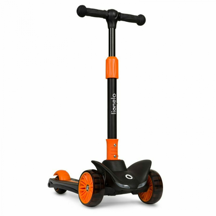 Trotineta, Lionelo, Timy, Copii, Ultrapliabila, Pana la 50 Kg, Lumini LED, 3 ani+, Portocaliu/Negru [4]