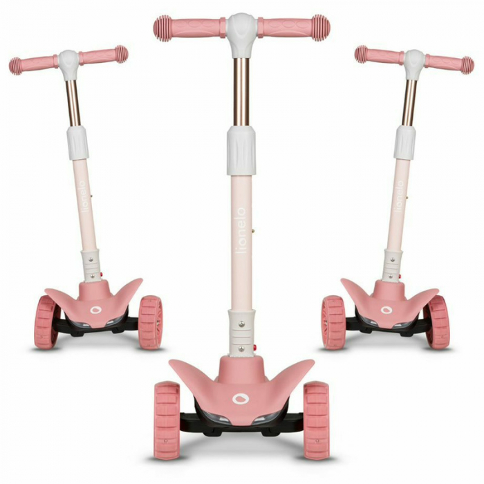 Trotineta, Lionelo, Timy, Copii, Ultrapliabila, Pana la 50 Kg, lumini LED, 23 ani+, Roz [16]