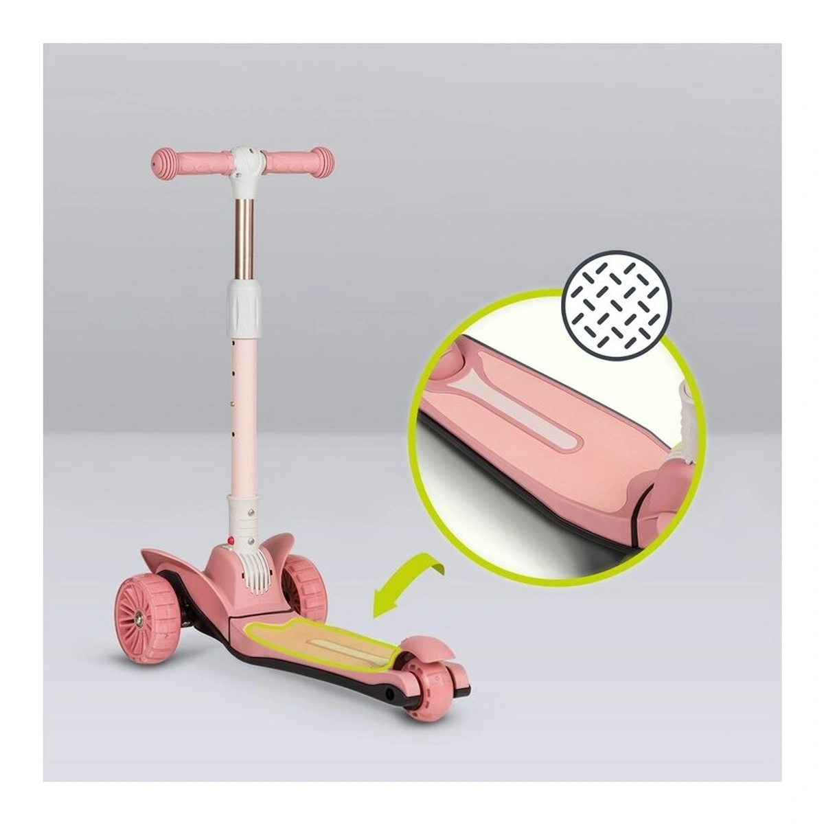 Trotineta, Lionelo, Timy, Copii, Ultrapliabila, Pana la 50 Kg, lumini LED, 23 ani+, Roz [26]