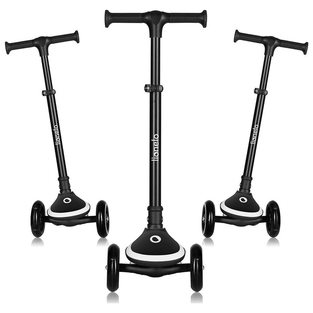 Trotineta pentru copii, Lionelo, Mey, Ultrapliabila, Cu lumini si cosulet, Maner ajustabil pe inaltime, 3 ani+, Pana la 50 Kg, Ultra usor, 2.8 kg, Certificata Intertek, Negru [4]
