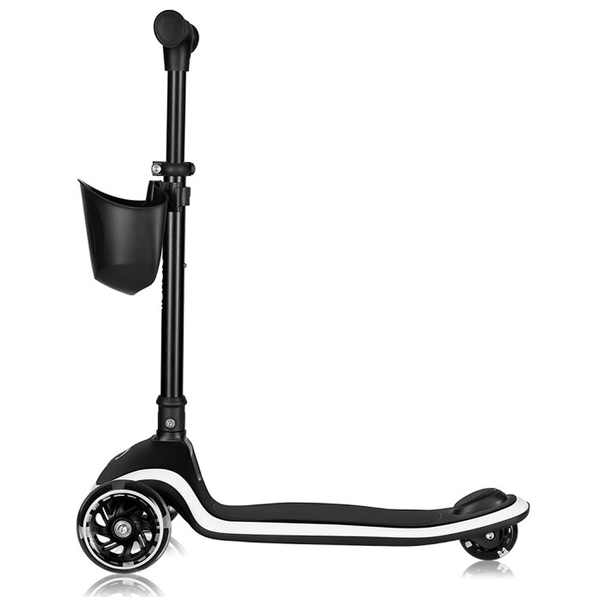 Trotineta pentru copii, Lionelo, Mey, Ultrapliabila, Cu lumini si cosulet, Maner ajustabil pe inaltime, 3 ani+, Pana la 50 Kg, Ultra usor, 2.8 kg, Certificata Intertek, Negru [2]