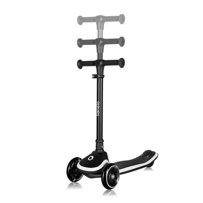Trotineta pentru copii, Lionelo, Mey, Ultrapliabila, Cu lumini si cosulet, Maner ajustabil pe inaltime, 3 ani+, Pana la 50 Kg, Ultra usor, 2.8 kg, Certificata Intertek, Negru [8]