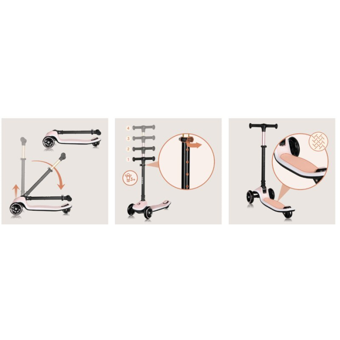 Trotineta , Lionelo, Mey, Ultrapliabila, Cu lumini si cosulet, Maner ajustabil pe inaltime, 3 ani+, Pana la 50 Kg, [30]