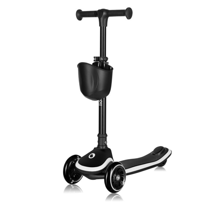 Trotineta pentru copii, Lionelo, Mey, Ultrapliabila, Cu lumini si cosulet, Maner ajustabil pe inaltime, 3 ani+, Pana la 50 Kg, Ultra usor, 2.8 kg, Certificata Intertek, Negru [3]