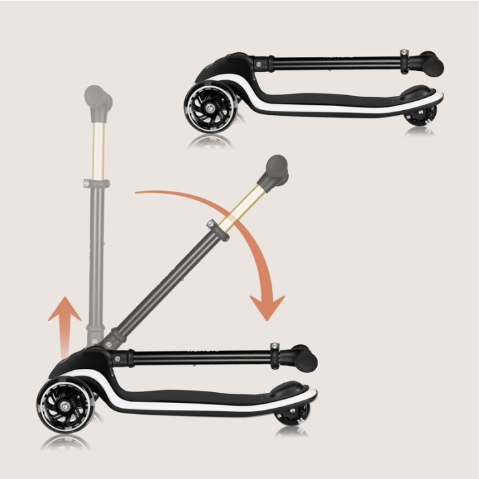 Trotineta pentru copii, Lionelo, Mey, Ultrapliabila, Cu lumini si cosulet, Maner ajustabil pe inaltime, 3 ani+, Pana la 50 Kg, Ultra usor, 2.8 kg, Certificata Intertek, Negru [23]
