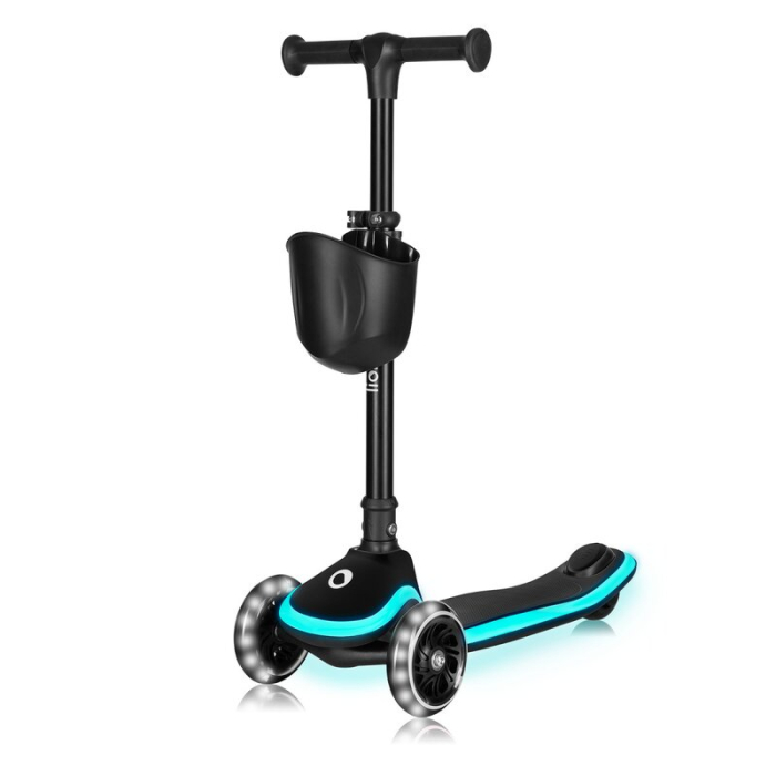 Trotineta pentru copii, Lionelo, Mey, Ultrapliabila, Cu lumini si cosulet, Maner ajustabil pe inaltime, 3 ani+, Pana la 50 Kg, Ultra usor, 2.8 kg, Certificata Intertek, Negru [6]